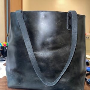 Full grain leather! EUC Kerry Noel charcoal tote.